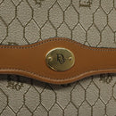 Christian Dior Honeycomb Canvas Chain Bag PVC Leather Beige Gold Auth 122377-17