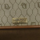 Christian Dior Honeycomb Canvas Chain Bag PVC Leather Beige Gold Auth 122377-18