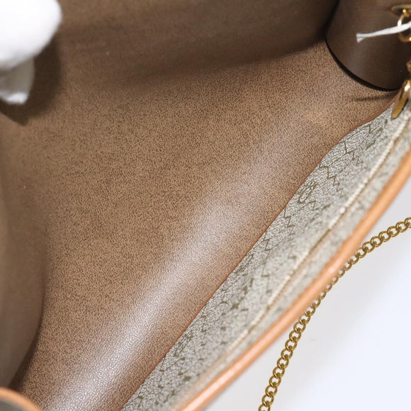 Christian Dior Honeycomb Canvas Chain Bag PVC Leather Beige Gold Auth 122377