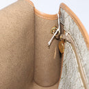 Christian Dior Honeycomb Canvas Chain Bag PVC Leather Beige Gold Auth 122377-19