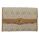 Christian Dior Honeycomb Canvas Chain Bag PVC Leather Beige Gold Auth 122377-13