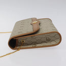 Christian Dior Honeycomb Canvas Chain Bag PVC Leather Beige Gold Auth 122377-4