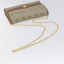 Christian Dior Honeycomb Canvas Chain Bag PVC Leather Beige Gold Auth 122377-7