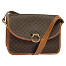 CELINE Macadam Canvas Shoulder Bag PVC Leather Brown Gold Auth 122382-1