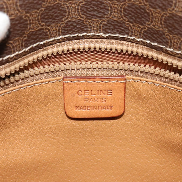 CELINE Macadam Canvas Shoulder Bag PVC Leather Brown Gold Auth 122382