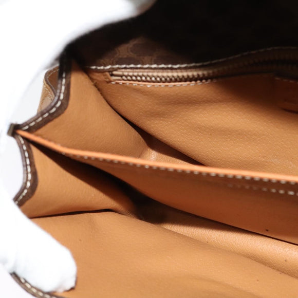 CELINE Macadam Canvas Shoulder Bag PVC Leather Brown Gold Auth 122382