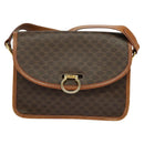 CELINE Macadam Canvas Shoulder Bag PVC Leather Brown Gold Auth 122382-13