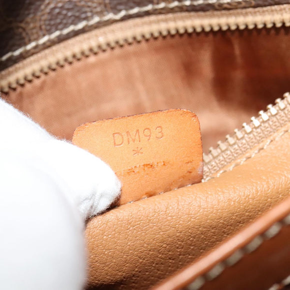 CELINE Macadam Canvas Shoulder Bag PVC Leather Brown Gold Auth 122382