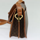 CELINE Macadam Canvas Shoulder Bag PVC Leather Brown Gold Auth 122382-4