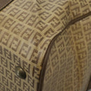 FENDI Zucchino Canvas Boston Bag Vintage Gold Beige Auth 122399-11