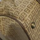FENDI Zucchino Canvas Boston Bag Vintage Gold Beige Auth 122399-12