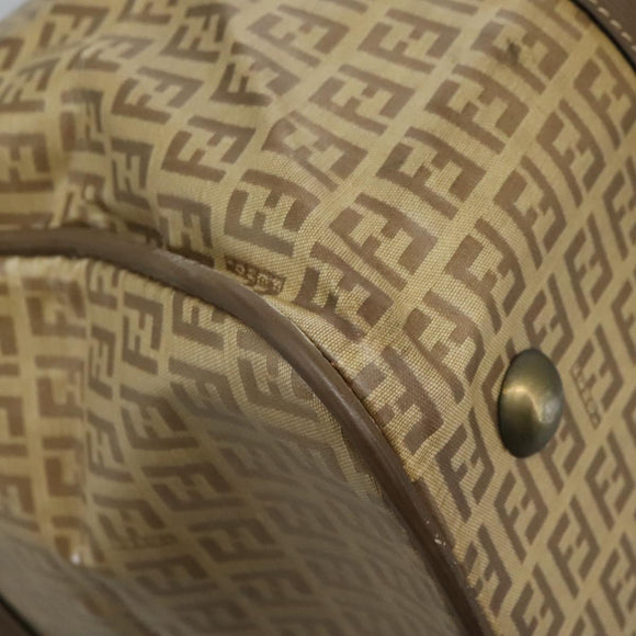 FENDI Zucchino Canvas Boston Bag Vintage Gold Beige Auth 122399