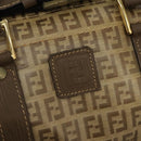 FENDI Zucchino Canvas Boston Bag Vintage Gold Beige Auth 122399-14