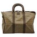 FENDI Zucchino Canvas Boston Bag Vintage Gold Beige Auth 122399-2