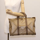 FENDI Zucchino Canvas Boston Bag Vintage Gold Beige Auth 122399-25