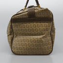 FENDI Zucchino Canvas Boston Bag Vintage Gold Beige Auth 122399-5