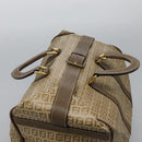 FENDI Zucchino Canvas Boston Bag Vintage Gold Beige Auth 122399-6