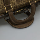 FENDI Zucchino Canvas Boston Bag Vintage Gold Beige Auth 122399-7
