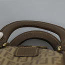 FENDI Zucchino Canvas Boston Bag Vintage Gold Beige Auth 122399-8