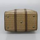 FENDI Zucchino Canvas Boston Bag Vintage Gold Beige Auth 122399-9