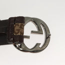 GUCCI GG Canvas Interlocking Belt 33.5"" Beige Brown 114874 Auth 122413-7
