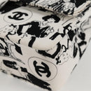 CHANEL Chain Shoulder Bag Canvas White Silver CC Auth 122423SM-15