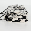 CHANEL Chain Shoulder Bag Canvas White Silver CC Auth 122423SM-3