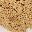 CHANEL Shoulder Bag Raffia Beige Gold CC Auth 122425V-8