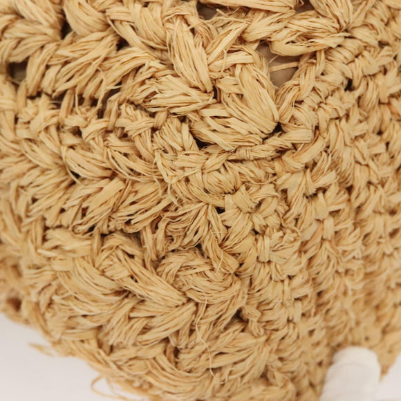 CHANEL Shoulder Bag Raffia Beige Gold CC Auth 122425V