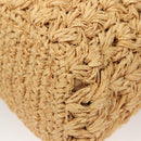 CHANEL Shoulder Bag Raffia Beige Gold CC Auth 122425V-15