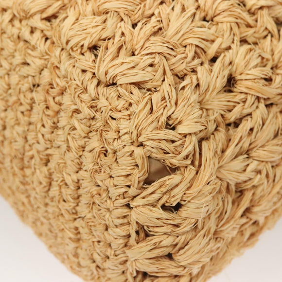 CHANEL Shoulder Bag Raffia Beige Gold CC Auth 122425V