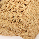 CHANEL Shoulder Bag Raffia Beige Gold CC Auth 122425V-16