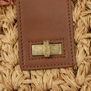 CHANEL Shoulder Bag Raffia Beige Gold CC Auth 122425V-9