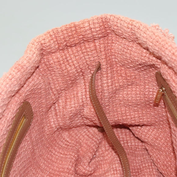 CHANEL Shoulder Bag Raffia Beige Gold CC Auth 122425V