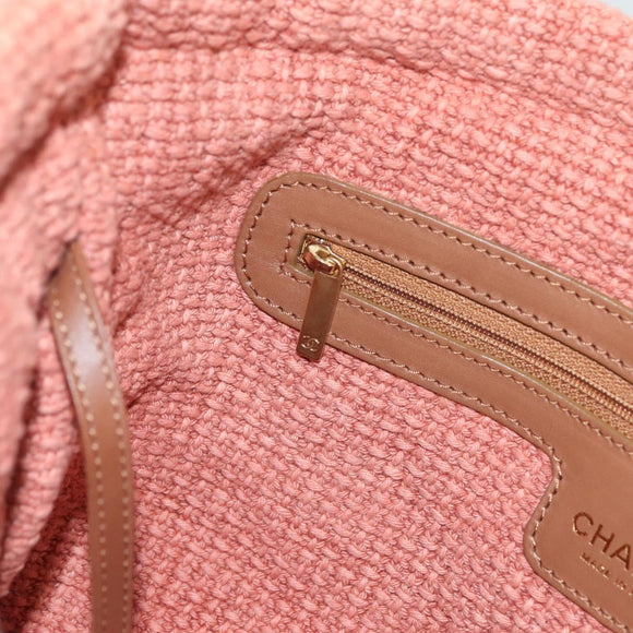 CHANEL Shoulder Bag Raffia Beige Gold CC Auth 122425V