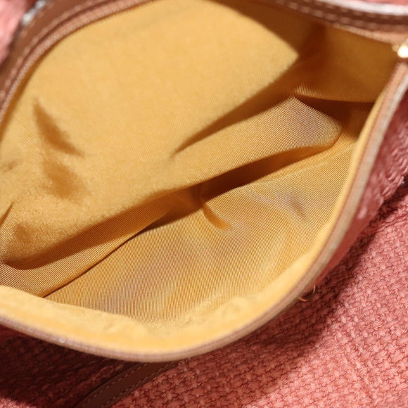 CHANEL Shoulder Bag Raffia Beige Gold CC Auth 122425V