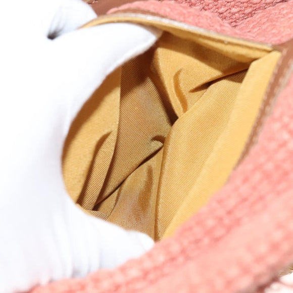 CHANEL Shoulder Bag Raffia Beige Gold CC Auth 122425V