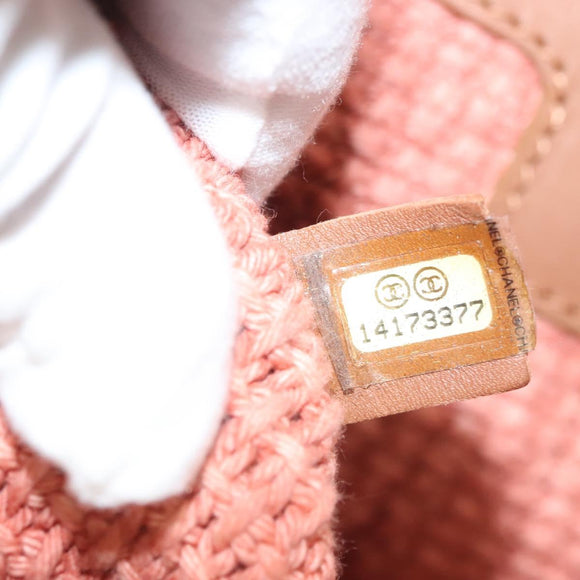 CHANEL Shoulder Bag Raffia Beige Gold CC Auth 122425V