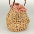 CHANEL Shoulder Bag Raffia Beige Gold CC Auth 122425V-4
