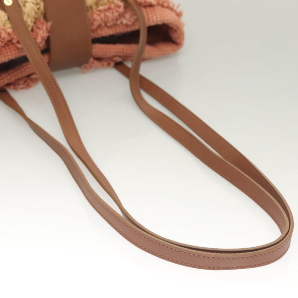 CHANEL Shoulder Bag Raffia Beige Gold CC Auth 122425V