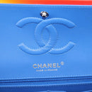 CHANEL Matelasse Chain Shoulder Bag Lamb Skin Rainbow CC Auth 122426SM-22