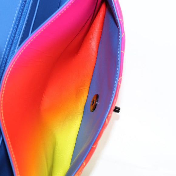 CHANEL Matelasse Chain Shoulder Bag Lamb Skin Rainbow CC Auth 122426SM