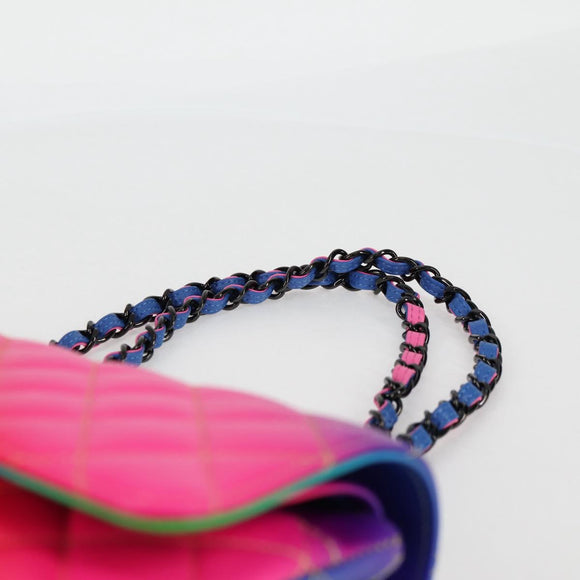 CHANEL Matelasse Chain Shoulder Bag Lamb Skin Rainbow CC Auth 122426SM