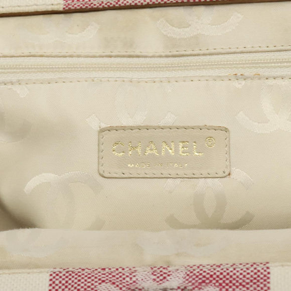 CHANEL Hand Bag Canvas Beige Gold CC Auth 122428V