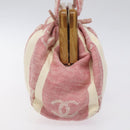 CHANEL Hand Bag Canvas Beige Gold CC Auth 122428V-3