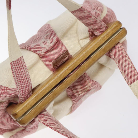 CHANEL Hand Bag Canvas Beige Gold CC Auth 122428V