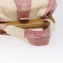 CHANEL Hand Bag Canvas Beige Gold CC Auth 122428V-7