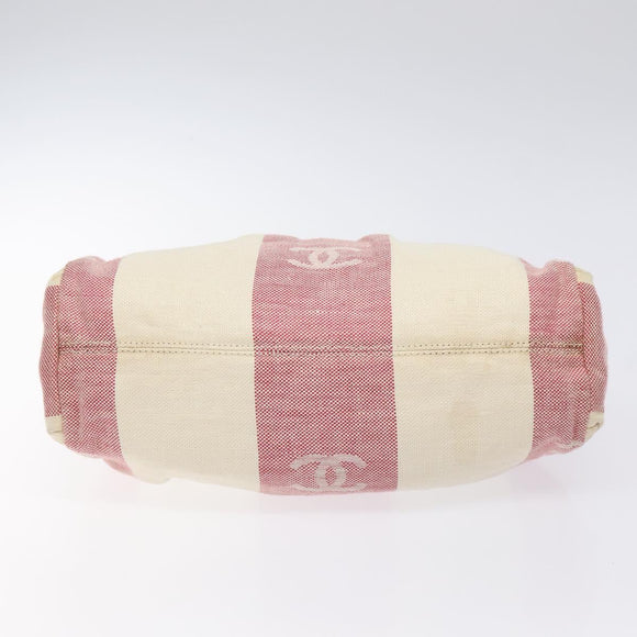 CHANEL Hand Bag Canvas Beige Gold CC Auth 122428V