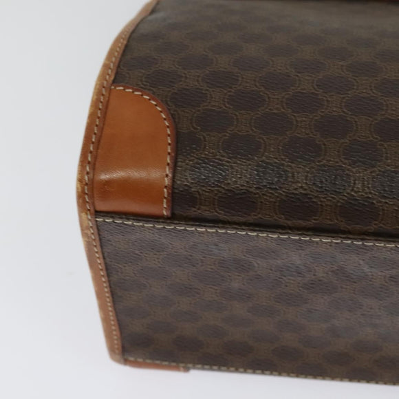 CELINE Macadam Canvas Hand Bag PVC Leather Brown Gold Auth 122440