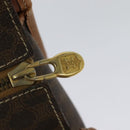 CELINE Macadam Canvas Hand Bag PVC Leather Brown Gold Auth 122440-10